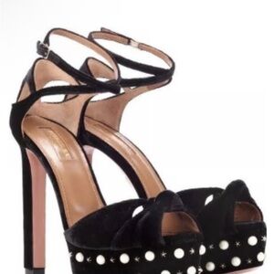 Aquazzura Black Velvet Platform  Heels 39